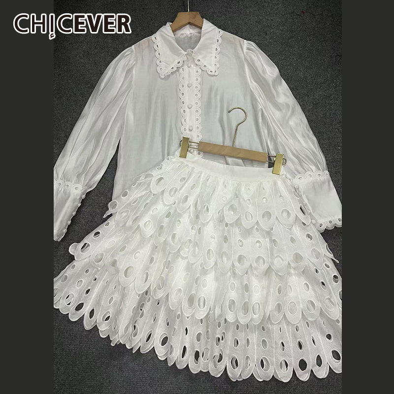 Winter Wear Clothes - CHICEVER-Jupe évidée pour femme, chemise à