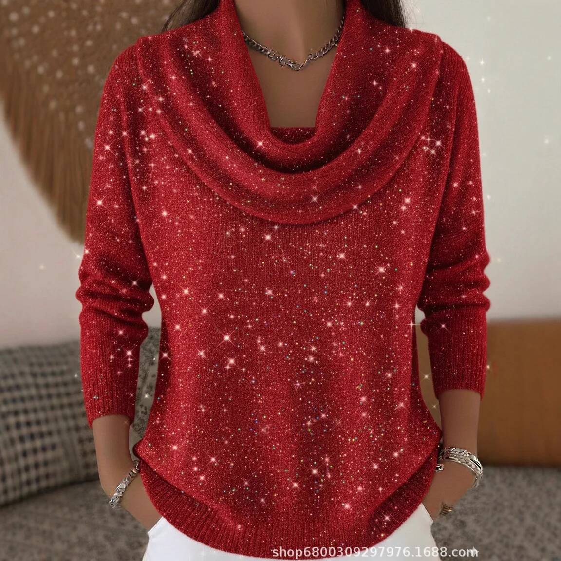 Winter Clothing Taiwan - Pull en maille à paillettes tendance
