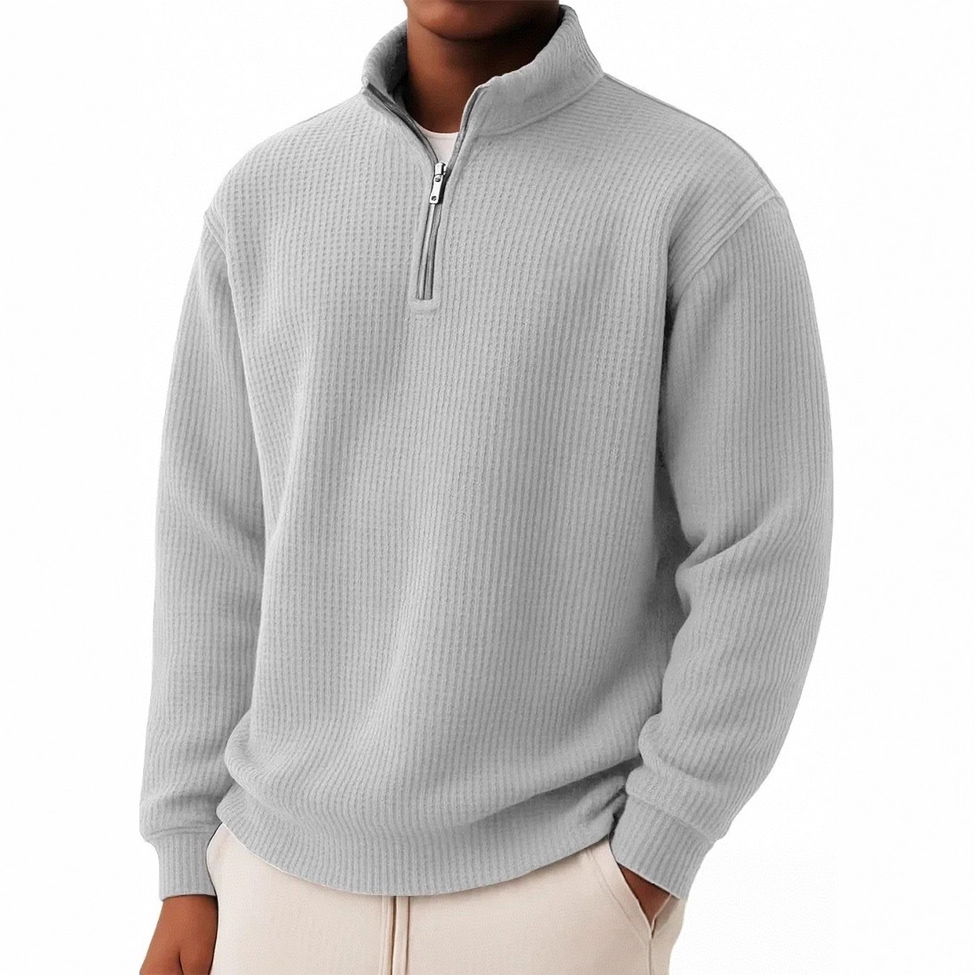 Winter Clothing Taiwan - Pull zippé décontracté et ample en