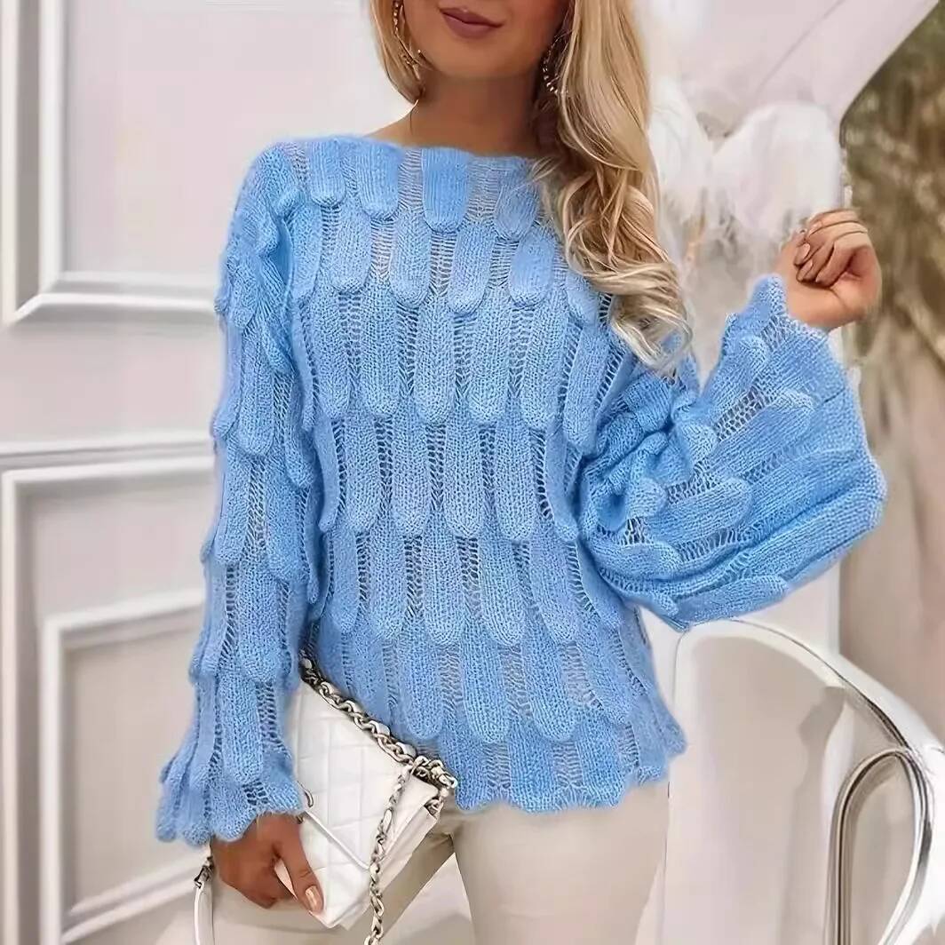 Winter Clothing Taiwan - Pull tricoté ajouré imprimé élégant pour