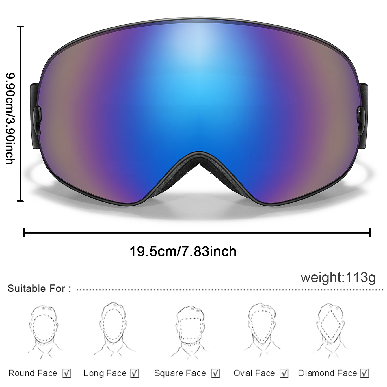 Lunettes de ski antibuée pour  - Snow Goggle Uv avis et prix